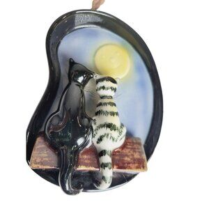 Rare Hummel & Goebel West Germany Ceramic Wall Hanging Two Cats With Moon